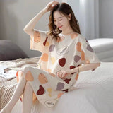 Women Summer Sleepwear Polyester Loose Dress Yellow XL
