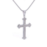 Puhai Stainless Steel Cross Necklace Silver Snake Bone