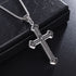 Puhai Stainless Steel Cross Necklace Silver Snake Bone Black