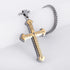 Puhai Stainless Steel Cross Necklace Silver Snake Bone Gold