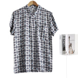 Men's Viscose Short Sleeve Stand Collar Cardigan Shirt 20 3XL