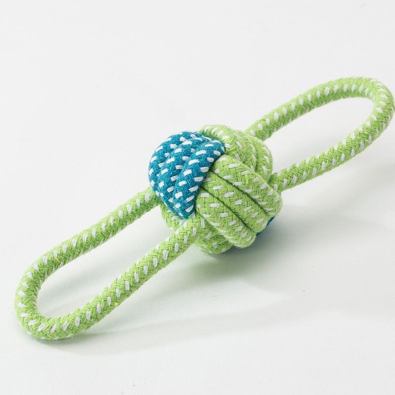 Sour bear Dog Chew Toy Cotton Rope Molar Bite Resistance Two-Tone 8-word ball Green