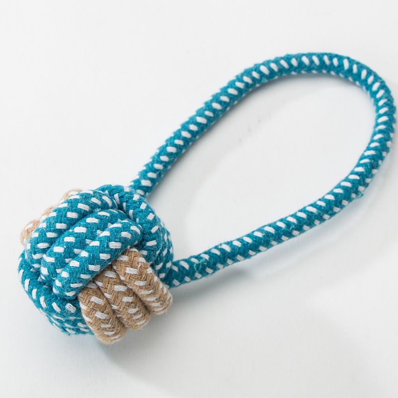 Sour bear Dog Chew Toy Cotton Rope Molar Bite Resistance Two-tone basketball Blue