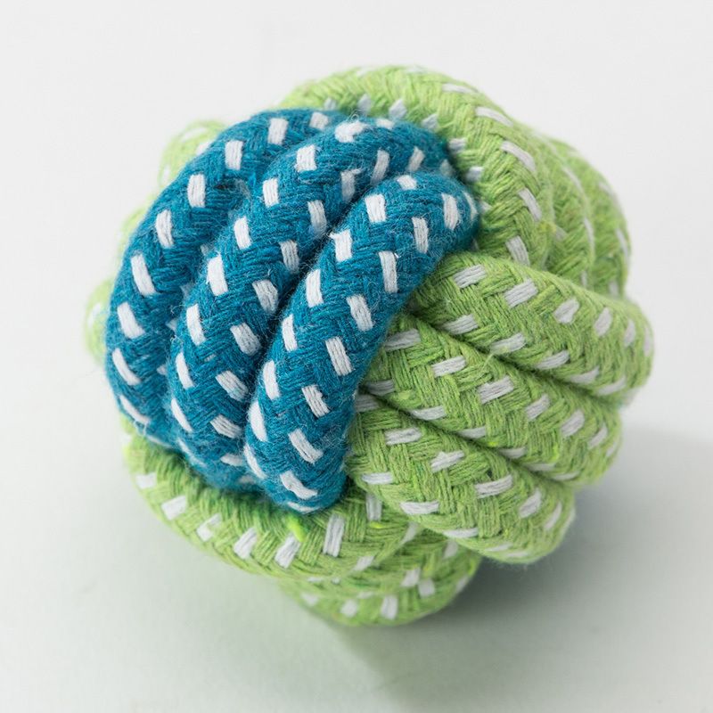 Sour bear Dog Chew Toy Cotton Rope Molar Bite Resistance Two-color cotton ball Green