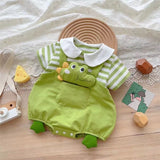 Baby Cotton Short Sleeve Summer Onesie 66cm Green [lapel fish frog bag fart]] 80cm