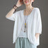 Ice Silk Women Cardigan Loose V Neck Half Sleeve White M Size: M; Height (cm): 160-165; Weight (kg): 50-55; Bust (cm): 86-90; Waist (cm): 70-74; Shoulder width (cm): 38; Length (cm): 60