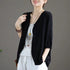 Ice Silk Women Cardigan Loose V Neck Half Sleeve Black Size: L; Height (cm): 165-170; Weight (kg): 55-60; Bust (cm): 90-94; Waist (cm): 74-78; Shoulder width (cm): 39; Length (cm): 62