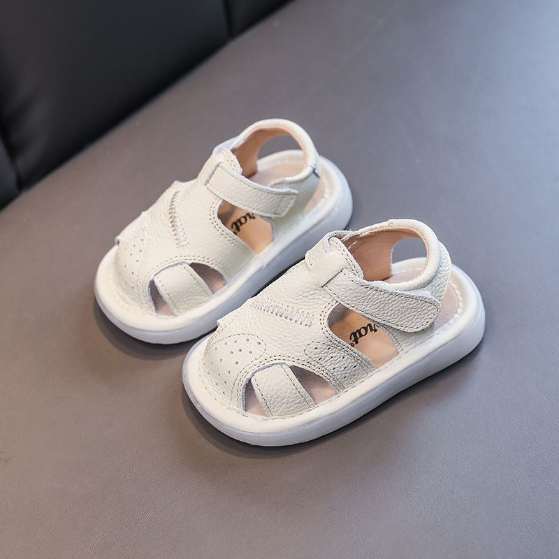 Baby Leather Sandals Bocai Cat Velcro Non Slip Beige 12cm long within 15 yards
