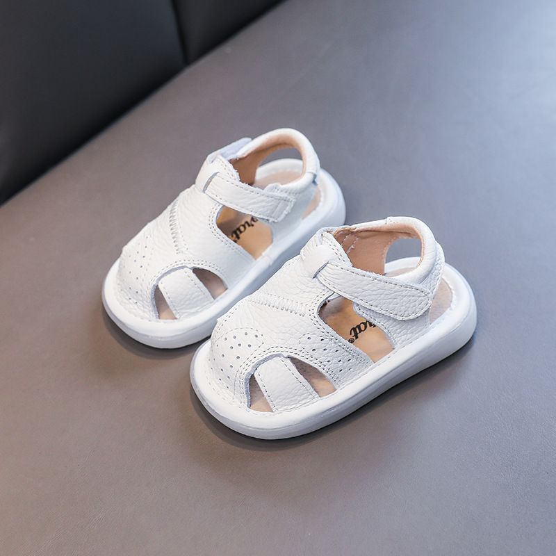 Baby Leather Sandals Bocai Cat Velcro Non Slip White 14.5cm long within 22 yards