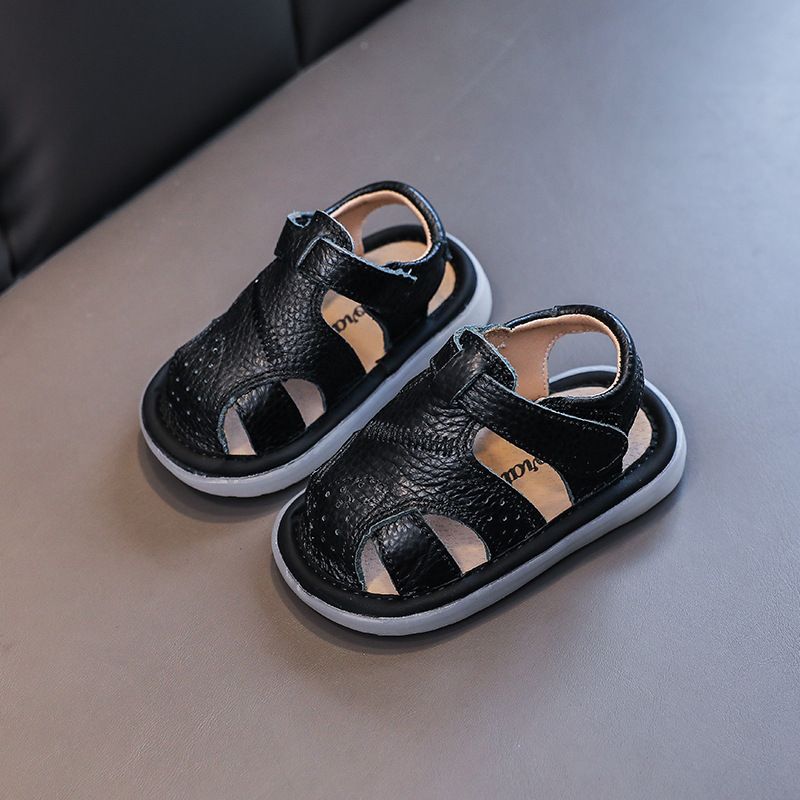 Baby Leather Sandals Bocai Cat Velcro Non Slip Black The inner length of 25 yards is 16cm