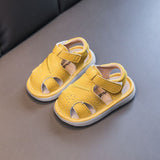 Baby Leather Sandals Bocai Cat Velcro Non Slip Yellow 14cm long within 19 yards