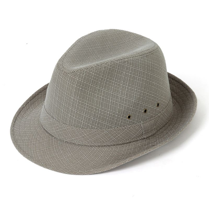 Men's Linen Top Hat Summer Dome Curled Brim Hong Kong and Macao Ma Light Grey 60#
