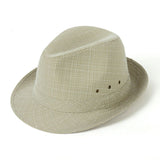 Men's Linen Top Hat Summer Dome Curled Brim Hong Kong and Macao hemp cyan 60#