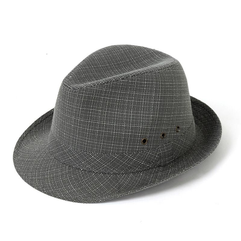 Men's Linen Top Hat Summer Dome Curled Brim Hong Kong and Macao hemp deep gray 60#