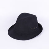 Men's Linen Top Hat Summer Dome Curled Brim Hong Kong and Macao hemp Black 59#
