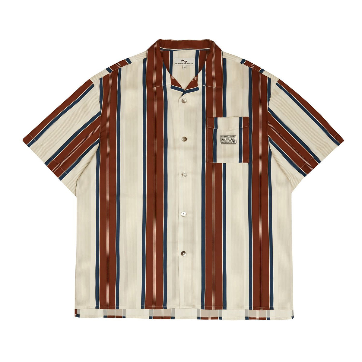 Men Short Sleeve Shirt American Style Stripe C125 Brown