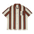 Men Short Sleeve Shirt American Style Stripe C125 Brown L