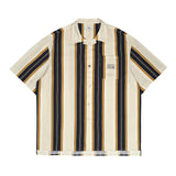 Men Short Sleeve Shirt American Style Stripe C125 Black L