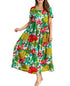 Women Floral Long Dress Short Sleeve Polyester Picture color 7 XS
