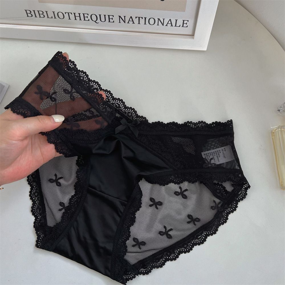 SHUFENTING Lace Women Panties Nylon Breathable Black M (45.00 kg-55.00 kg