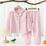 Yi Mei Kids Pajamas De Velvet Long Sleeve Two Piece Set SY01-pajamas light powder 150cm