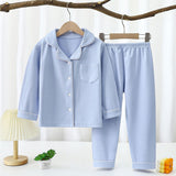 Yi Mei Kids Pajamas De Velvet Long Sleeve Two Piece Set SY04-Pajamas Blue 150cm