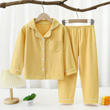 Yi Mei Kids Pajamas De Velvet Long Sleeve Two Piece Set SY05-Pajamas yellow 160cm