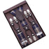 European Fan 6 Clip Men Suspenders Polyester Adjustable Plaid: navy blue