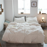 Cotton 4 Piece Set Modern Minimalist White Bed sheet kit_1.5m bed-quilt cover 200x 230cm (four-piece set)