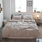 Cotton 4 Piece Set Modern Minimalist White Bed sheet kit_2.0m bed-enlarged quilt cover 220x 240cm four-piece set