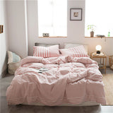 Cotton 4 Piece Set Modern Minimalist White Bed hat kit_1.8m bed-increase quilt cover 220x 240cm four-piece set