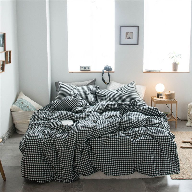 Cotton 4 Piece Set Modern Minimalist White 1.8m bed-quilt cover 200x 230cm (four-piece set)