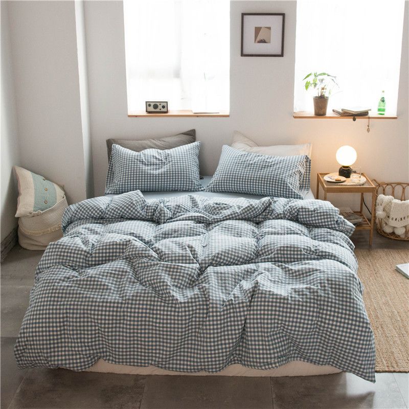 Cotton 4 Piece Set Modern Minimalist White 1.8m bed-quilt cover 200x 230cm (four-piece set)