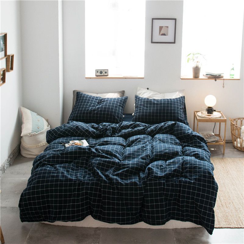 Cotton 4 Piece Set Modern Minimalist White 1.8m bed-quilt cover 200x 230cm (four-piece set)