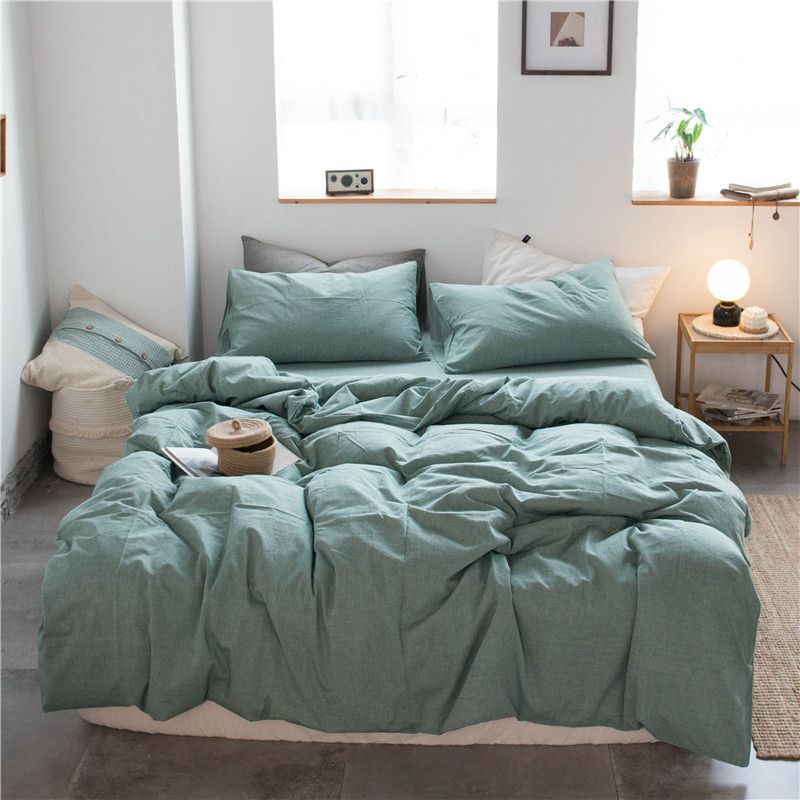 Cotton 4 Piece Set Modern Minimalist White 1.8m bed-quilt cover 200x 230cm (four-piece set)