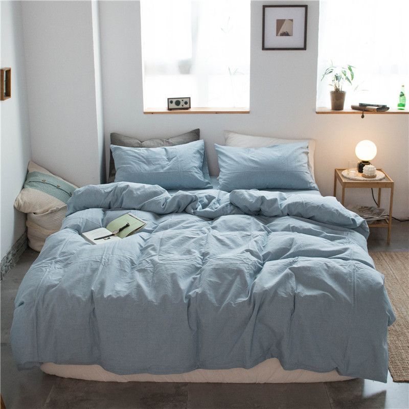 Cotton 4 Piece Set Modern Minimalist White 1.8m bed-quilt cover 200x 230cm (four-piece set)