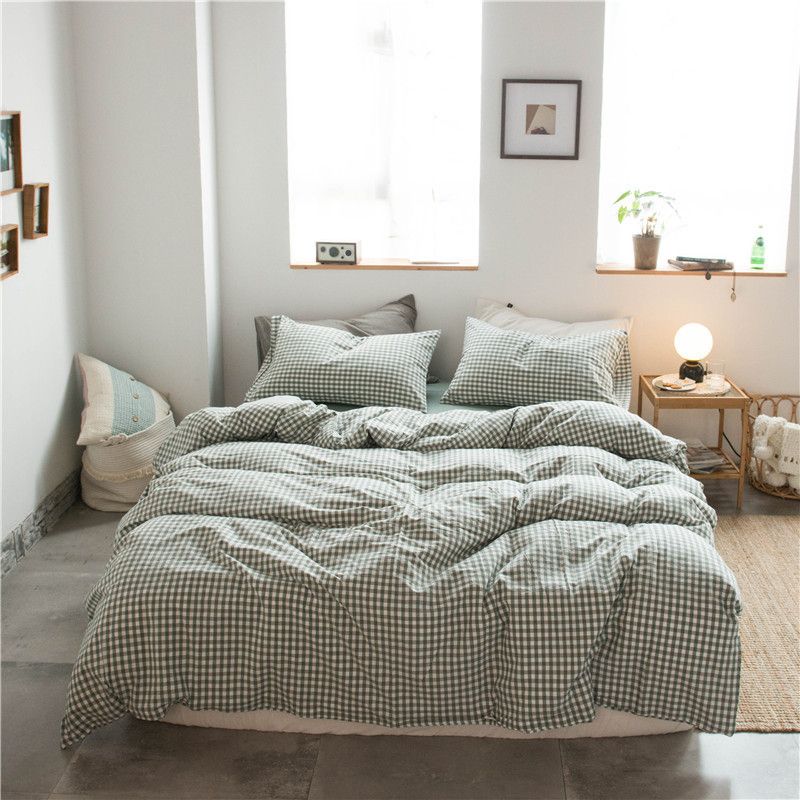 Cotton 4 Piece Set Modern Minimalist White 1.8m bed-quilt cover 200x 230cm (four-piece set)