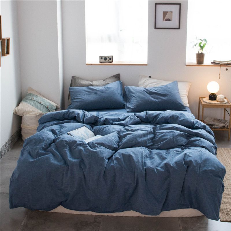 Cotton 4 Piece Set Modern Minimalist White 1.8m bed-quilt cover 200x 230cm (four-piece set)