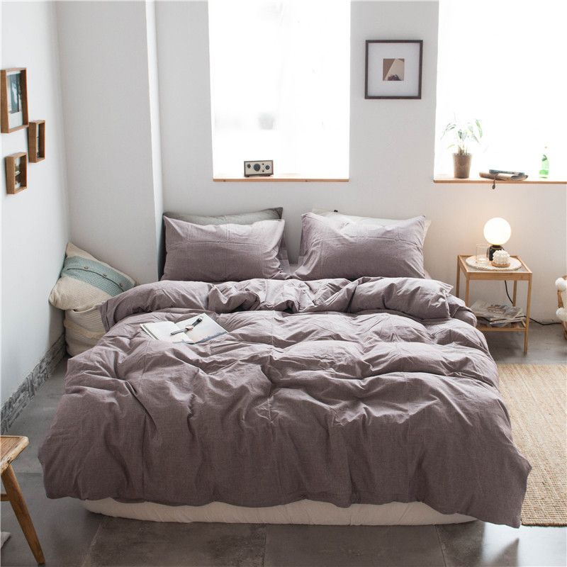 Cotton 4 Piece Set Modern Minimalist White 1.8m bed-quilt cover 200x 230cm (four-piece set)