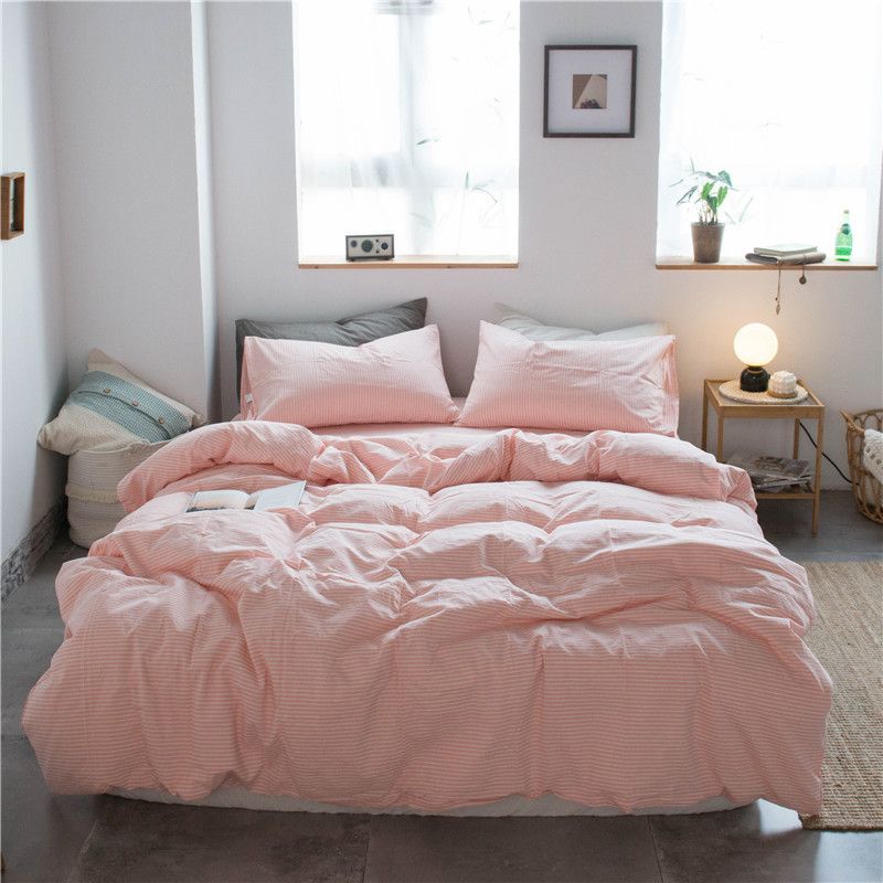 Cotton 4 Piece Set Modern Minimalist White 1.8m bed-quilt cover 200x 230cm (four-piece set)