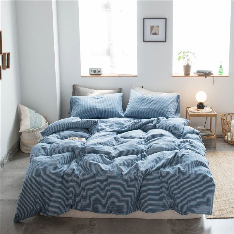Cotton 4 Piece Set Modern Minimalist White 1.8m bed-quilt cover 200x 230cm (four-piece set)