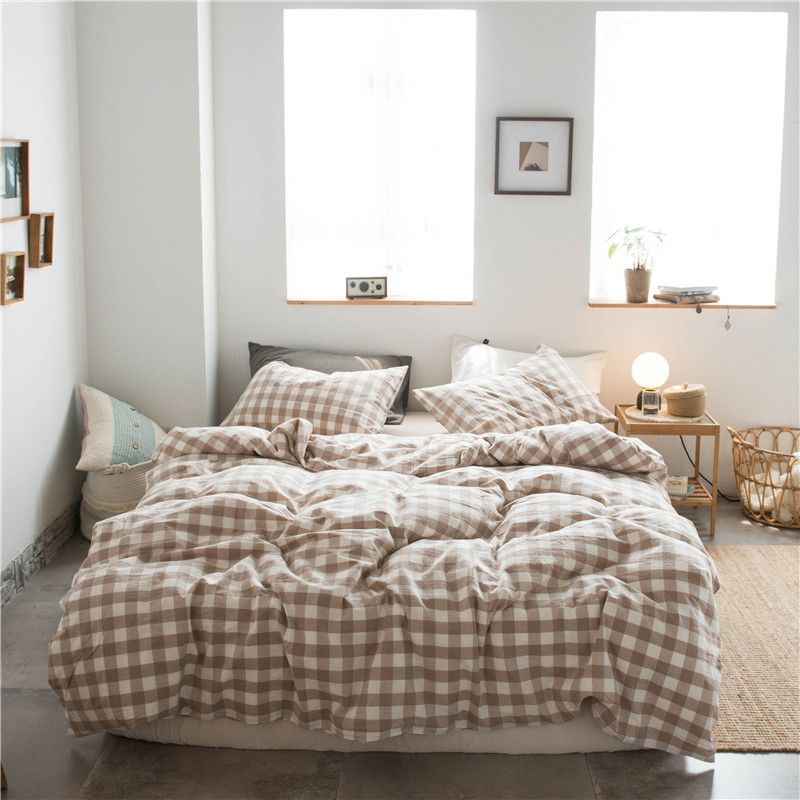Cotton 4 Piece Set Modern Minimalist White 1.8m bed-quilt cover 200x 230cm (four-piece set)
