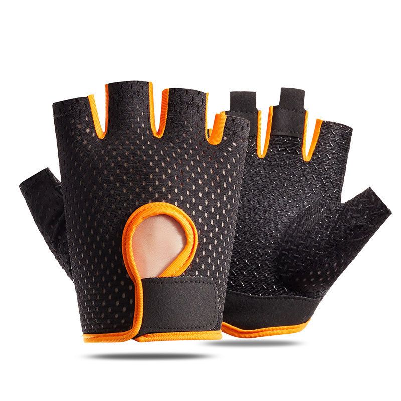T-BAGWELL Cycling Gloves Half Finger Anti-slip A half finger black orange XL