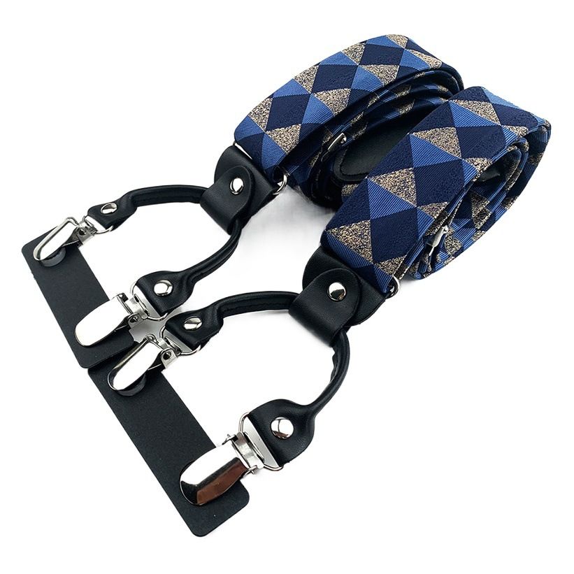 Men Adjustable Elastic Suspenders 6 Clips Polyester... BD-A17