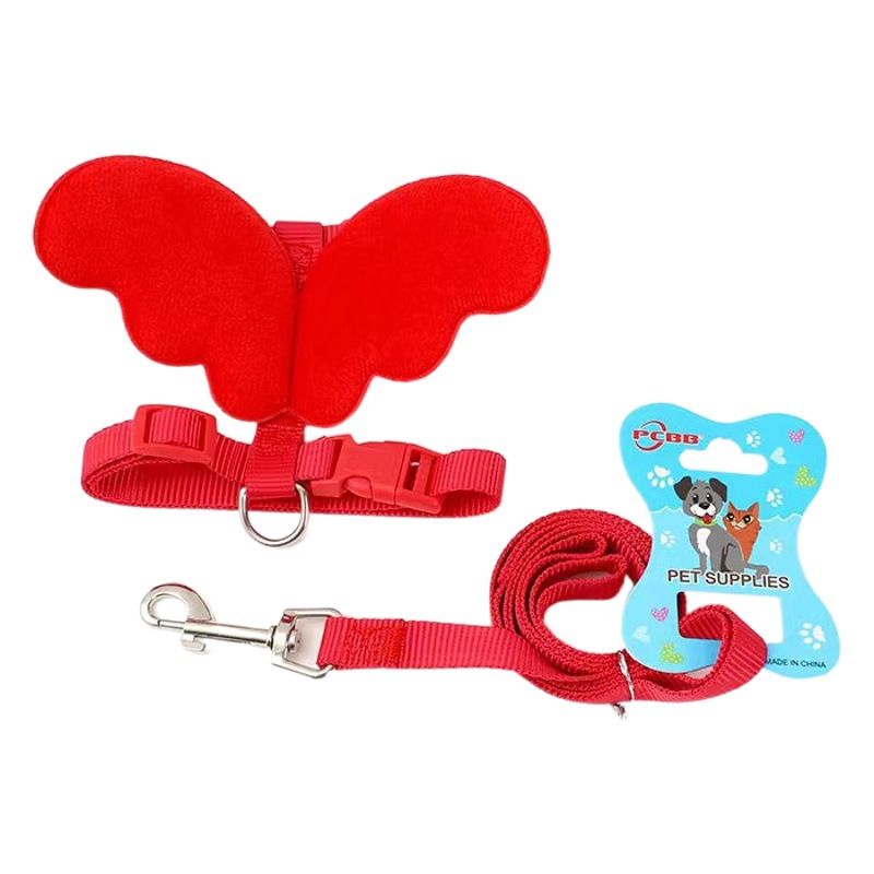 Petubei Dog Harness Leash Nylon Angel Wings Purple S