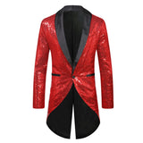 Men Sequin Suit One Button Casual Polyester Red