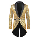 Men Sequin Suit One Button Casual Polyester Gold L