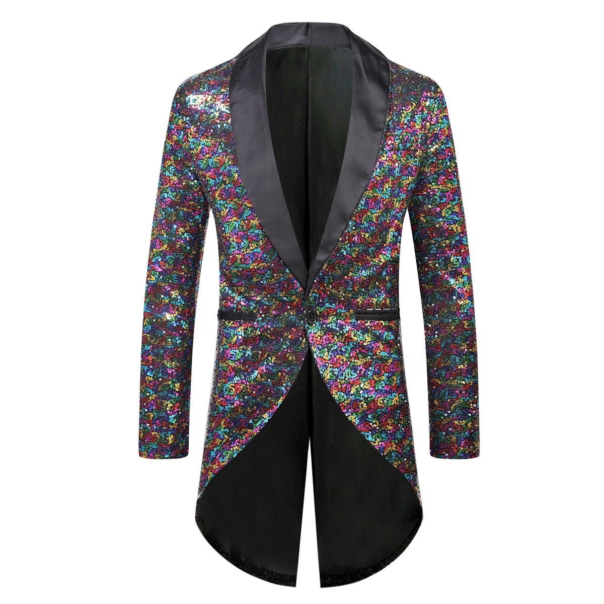 Men Sequin Suit One Button Casual Polyester Color L