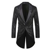 Men Sequin Suit One Button Casual Polyester Black 2XL