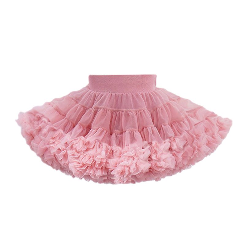 tutuoclock Girls Sweet Princess Nylon Mesh Cake Skirt Bean paste powder 100cm